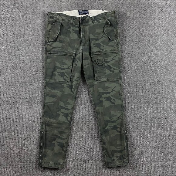 Abercrombie & Fitch Camo Cargo Pants Men's 36 x 32 Rustin Athletic Slim Military - Picture 1 of 14